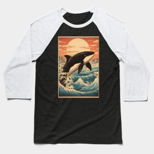 Orca Japanese Vintage Sunset Baseball T-Shirt